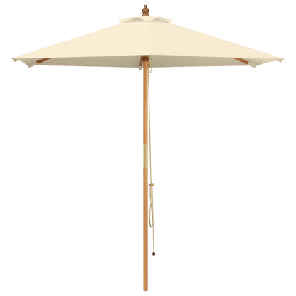 Garden Parasol Ø 210 x 237 cm Solid Eucalyptus Wood Cream White