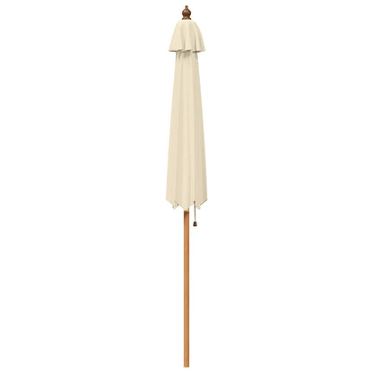 Garden Parasol Ø 210 x 237 cm Solid Eucalyptus Wood Cream White