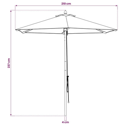 Garden Parasol Ø 210 x 237 cm Solid Eucalyptus Wood Cream White