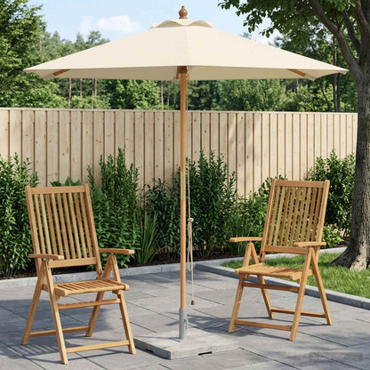 Garden Parasol Ø 240 x 237 cm Solid Eucalyptus Wood Cream White
