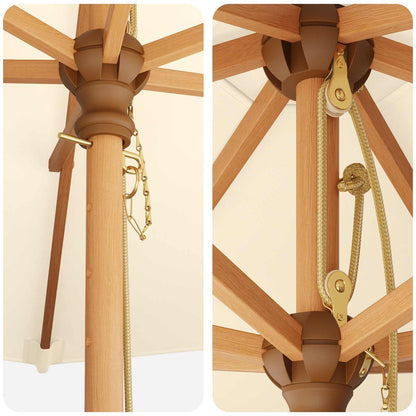 Garden Parasol Ø 240 x 237 cm Solid Eucalyptus Wood Cream White