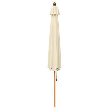 Garden Parasol Ø 300 x 248 cm Solid Eucalyptus Wood Cream White