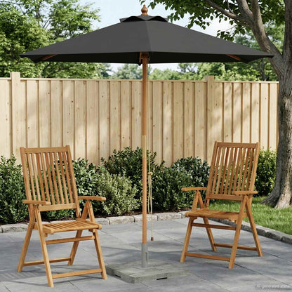 Garden Parasol Ø 210 x 237 cm Solid Eucalyptus Wood Anthracite