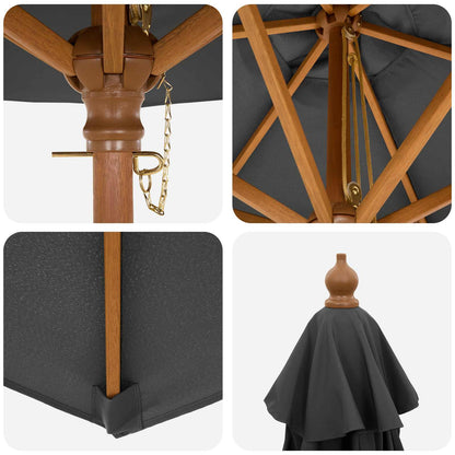 Garden Parasol Ø 240 x 237 cm Solid Eucalyptus Wood Anthracite