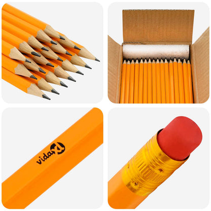 HB Pencils 1000 pcs Ø 0.7 x 18.5 cm Yellow Solid Poplar Wood