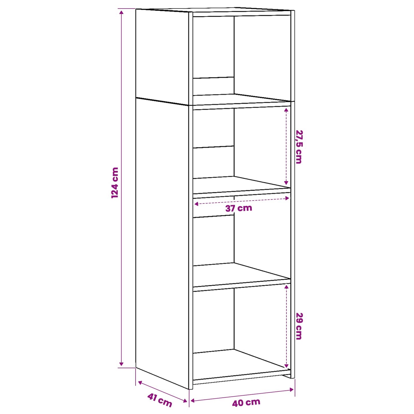 Highboard Black Oak 40 x 41 x 124 cm Engineered Wood