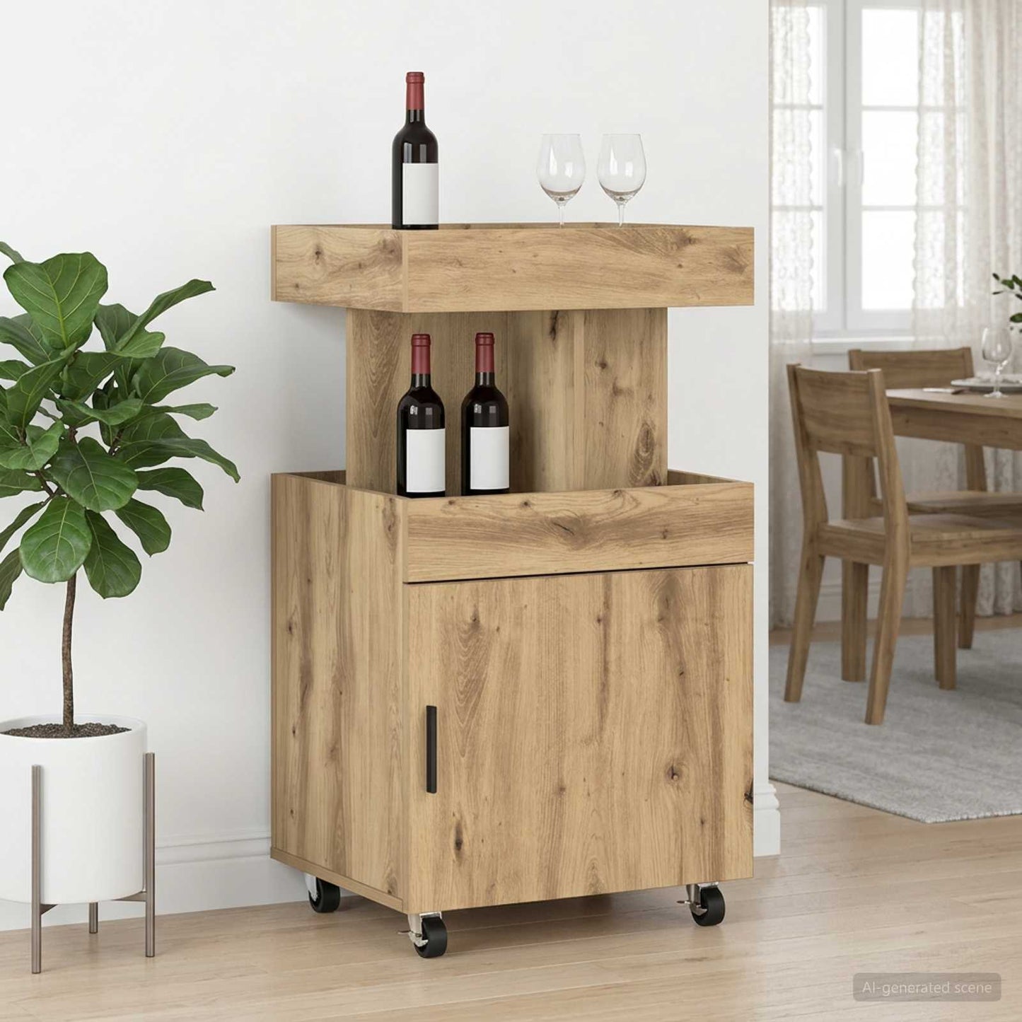 Bar Cart Artisan Oak 50 x 41 x 89 cm Engineered Wood