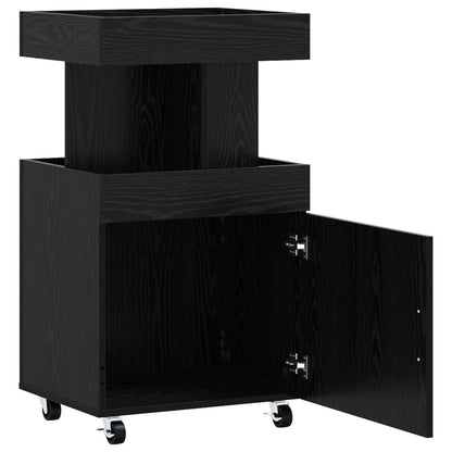 Bar Cart Black Oak 50 x 41 x 89 cm Engineered Wood