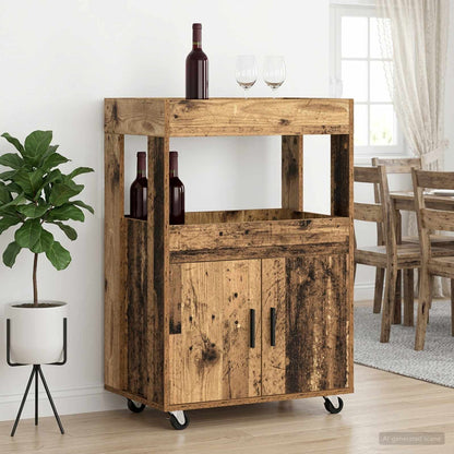 Bar Cart Oak Wood 60 x 39.5 x 89 cm Engineered Wood