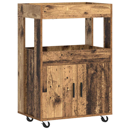 Bar Cart Oak Wood 60 x 39.5 x 89 cm Engineered Wood