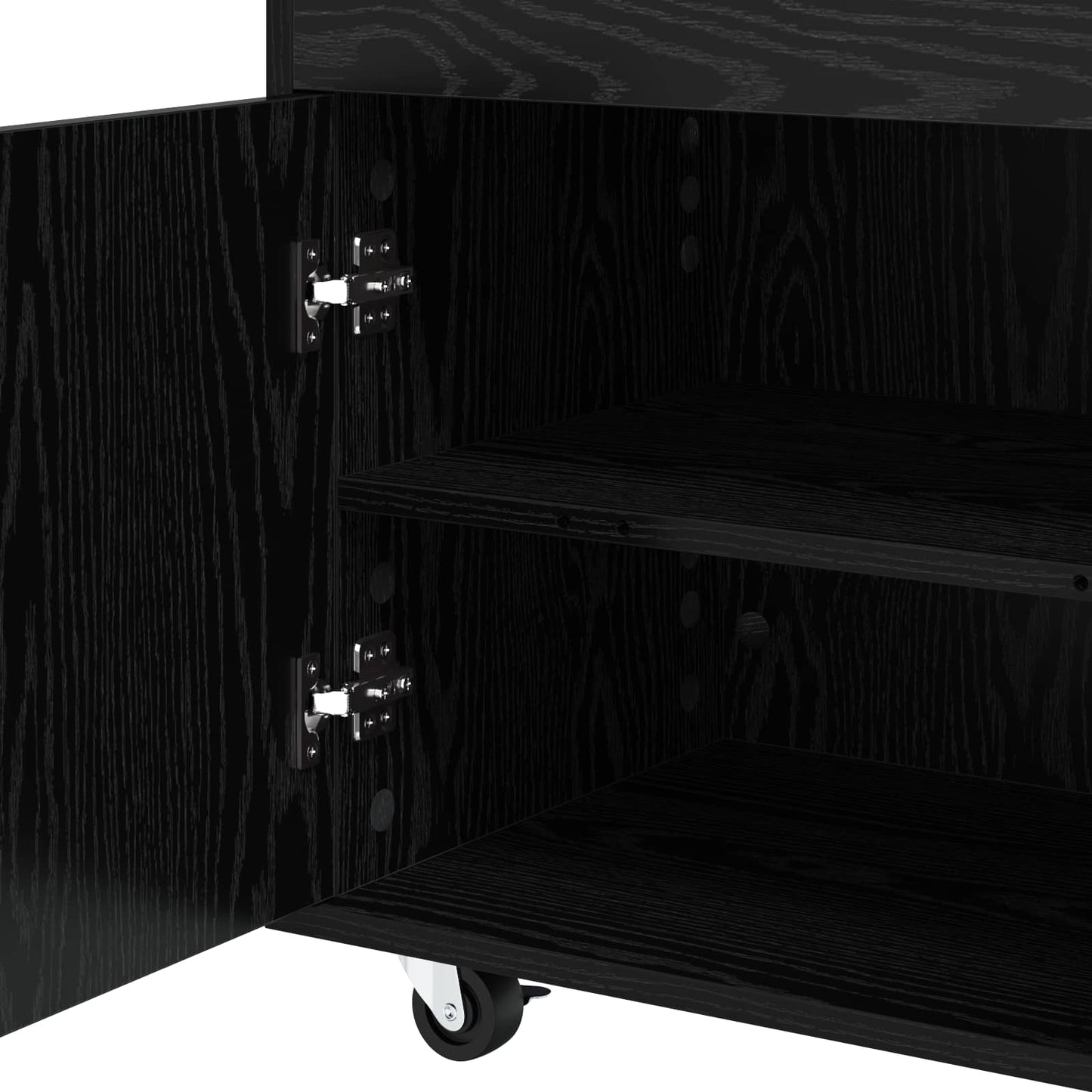 Bar Cart Black Oak 60 x 39.5 x 89 cm Engineered Wood