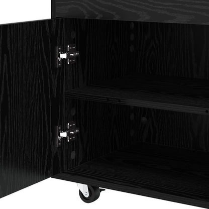 Bar Cart Black Oak 60 x 39.5 x 89 cm Engineered Wood