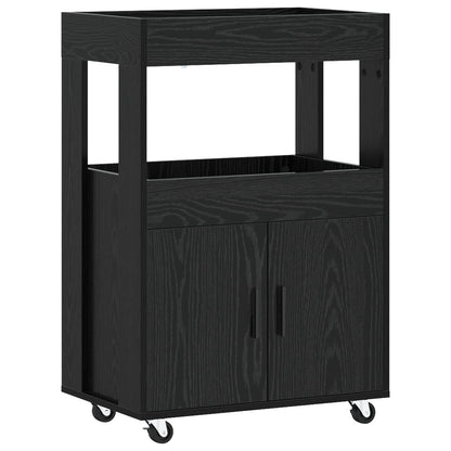Bar Cart Black Oak 60 x 39.5 x 89 cm Engineered Wood