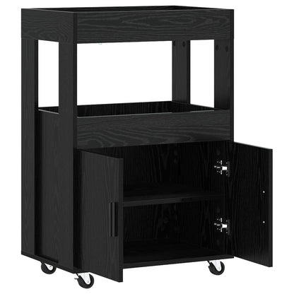 Bar Cart Black Oak 60 x 39.5 x 89 cm Engineered Wood