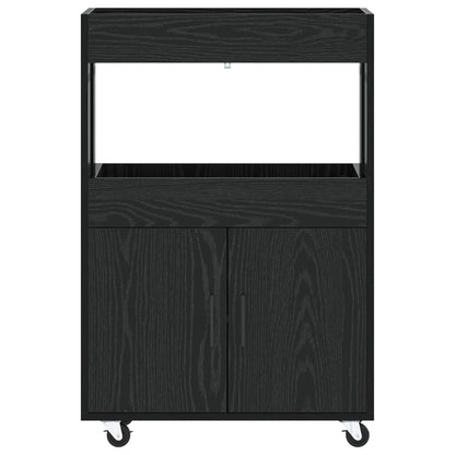 Bar Cart Black Oak 60 x 39.5 x 89 cm Engineered Wood
