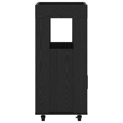 Bar Cart Black Oak 60 x 39.5 x 89 cm Engineered Wood