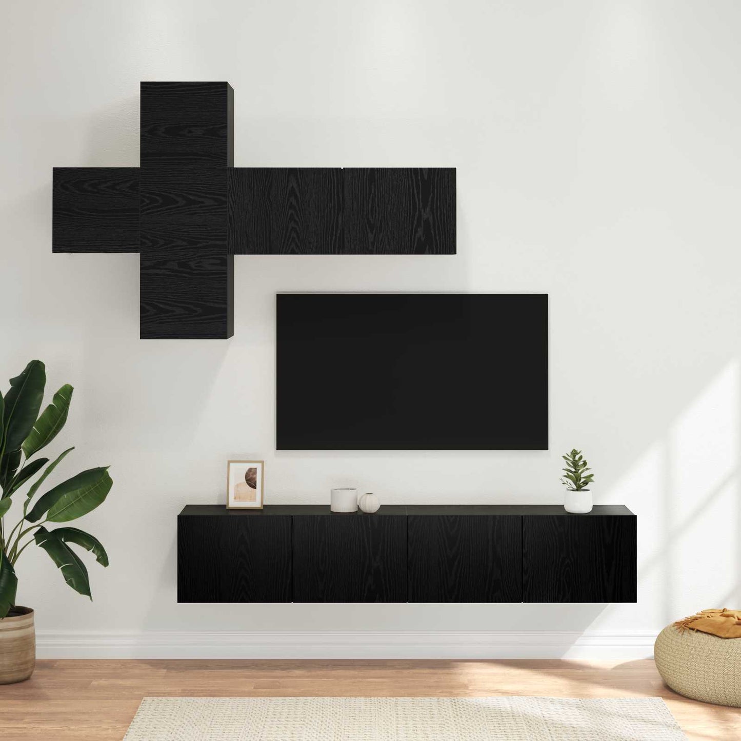 TV Cabinet Set Wall-mounted 3 pcs Engineered Wood