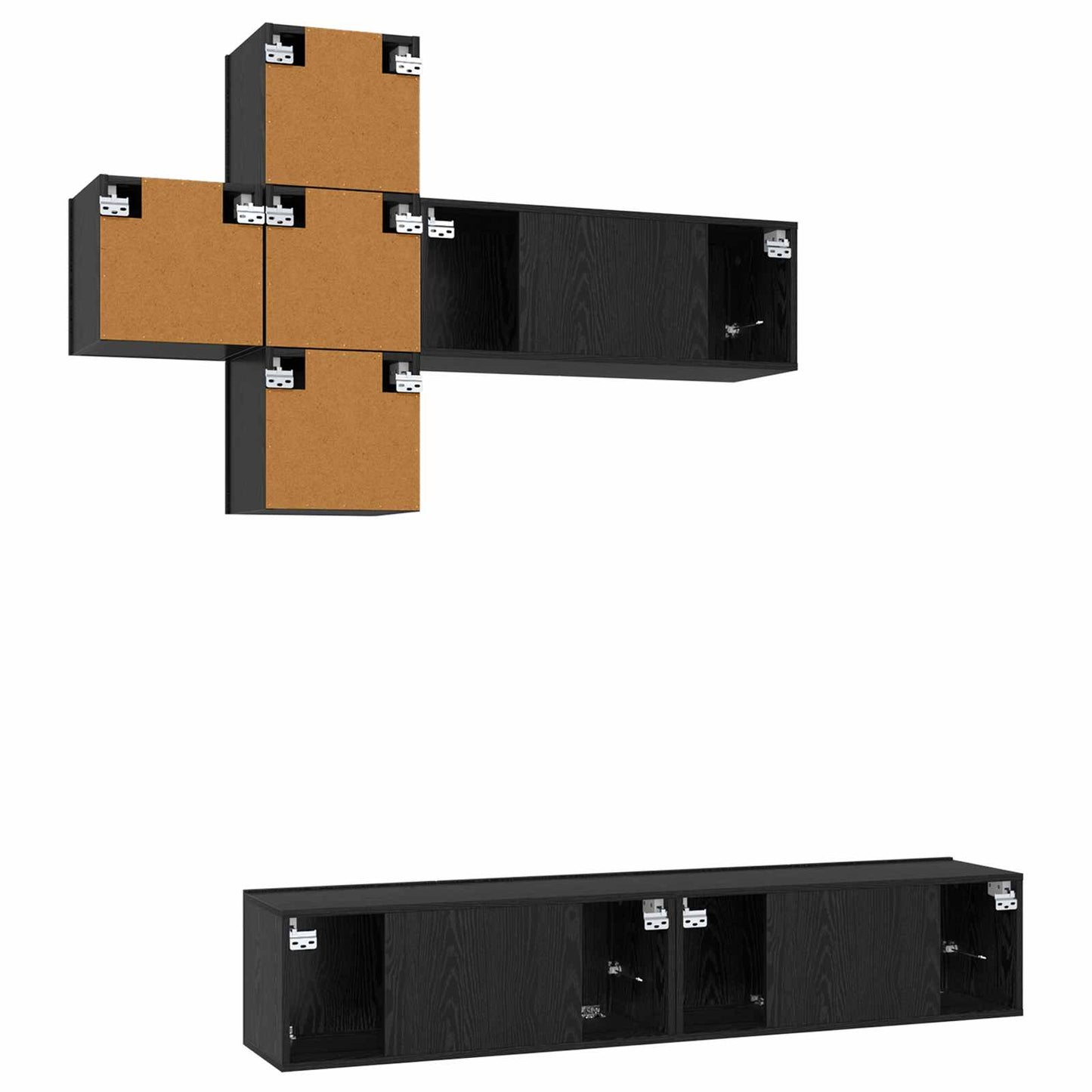 TV Cabinet Set Wall-mounted 3 pcs Engineered Wood