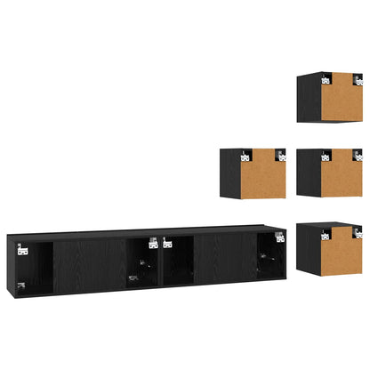 TV Cabinet Set 6 pcs 80 x 30 x 30 cm Black Oak Engineered Wood