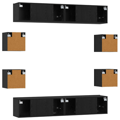 TV Cabinet Set 8 pcs 80 x 30 x 30 cm Black Oak Engineered Wood