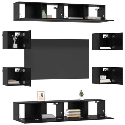 TV Cabinet Set 8 pcs 80 x 30 x 30 cm Black Oak Engineered Wood