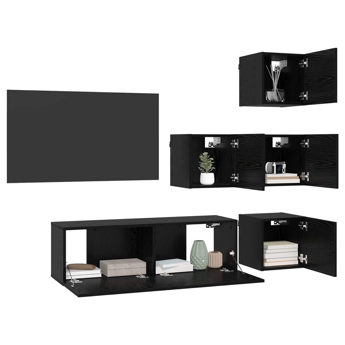 TV Cabinet Set 5 pcs 100 x 30 x 30 cm Black Oak Engineered Wood
