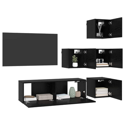 TV Cabinet Set 5 pcs 100 x 30 x 30 cm Black Oak Engineered Wood