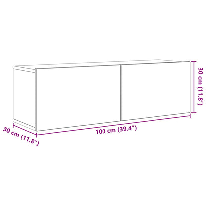 TV Cabinet Set Wall-mounted 7 pcs Black Oak Engineered Wood