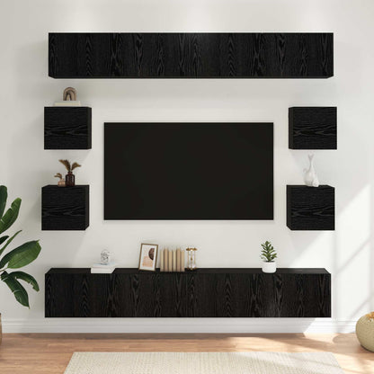 TV Cabinet Set 8 pcs 100 x 30 x 30 cm Black Oak Engineered Wood