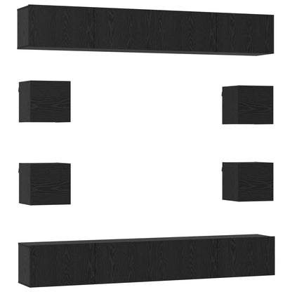 TV Cabinet Set 8 pcs 100 x 30 x 30 cm Black Oak Engineered Wood