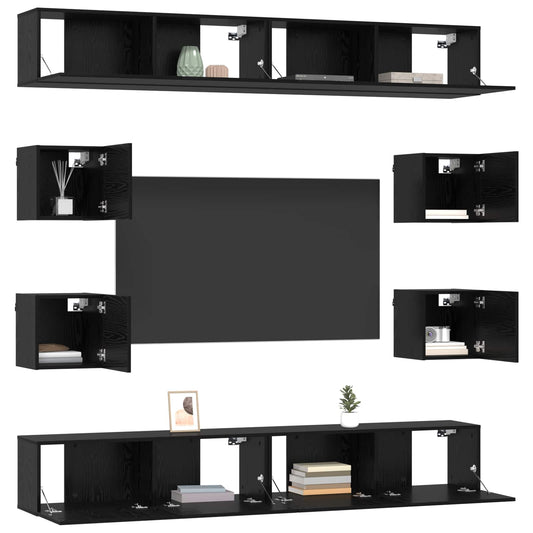 TV Cabinet Set 8 pcs 100 x 30 x 30 cm Black Oak Engineered Wood