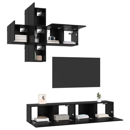 TV Cabinet Set Wall-mounted 3 pcs Engineered Wood