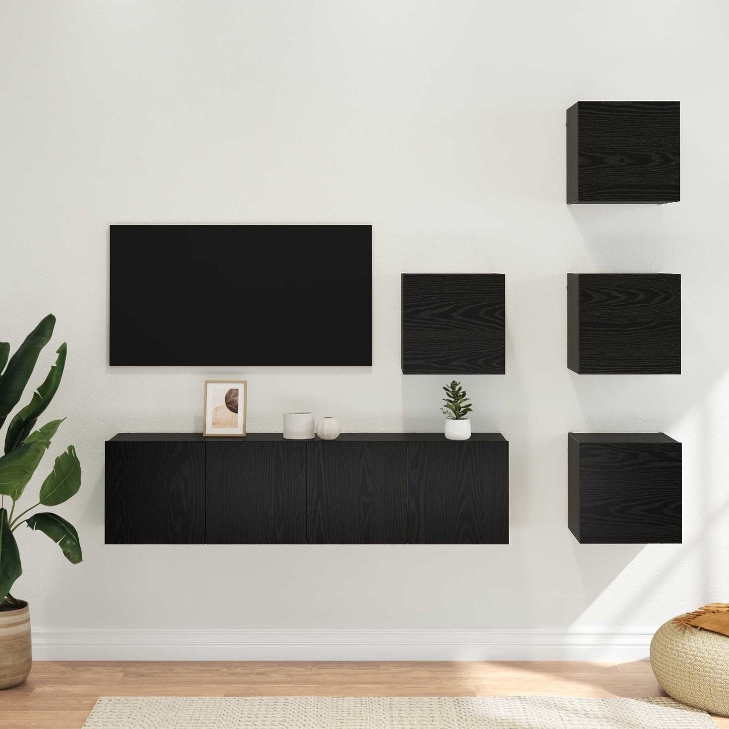 TV Cabinet Set 6 pcs 60 x 30 x 30 cm Black Oak Engineered Wood