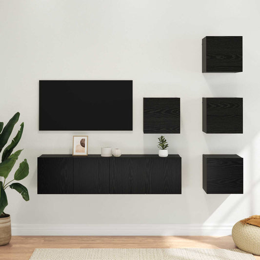 TV Cabinet Set 6 pcs 60 x 30 x 30 cm Black Oak Engineered Wood