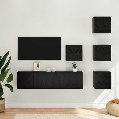 TV Cabinet Set 6 pcs 60 x 30 x 30 cm Black Oak Engineered Wood