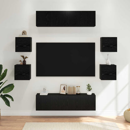 TV Cabinet Set 8 pcs 120 x 30 x 30 cm Black Oak Engineered Wood