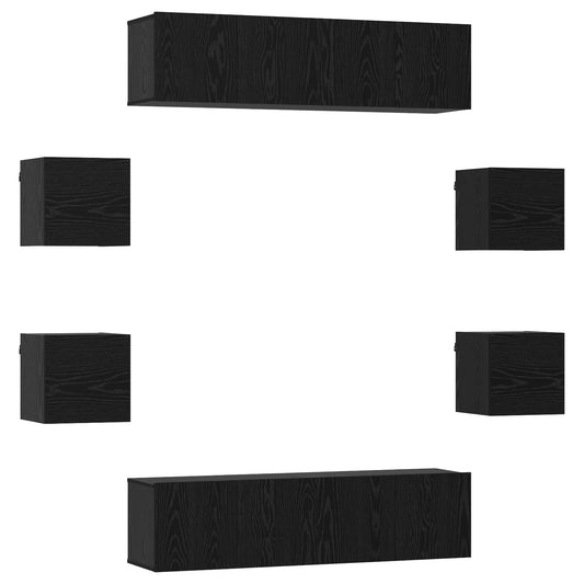 TV Cabinet Set 8 pcs 120 x 30 x 30 cm Black Oak Engineered Wood