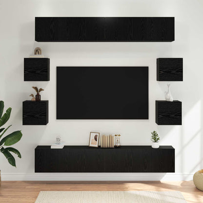 TV Cabinet Set 10 pcs 180 x 30 x 30 cm Black Oak