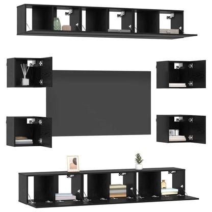 TV Cabinet Set 10 pcs 180 x 30 x 30 cm Black Oak