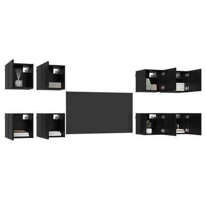 Wall Mounted TV Cabinet 8 pcs Black Oak 30.5 x 30 x 30 cm