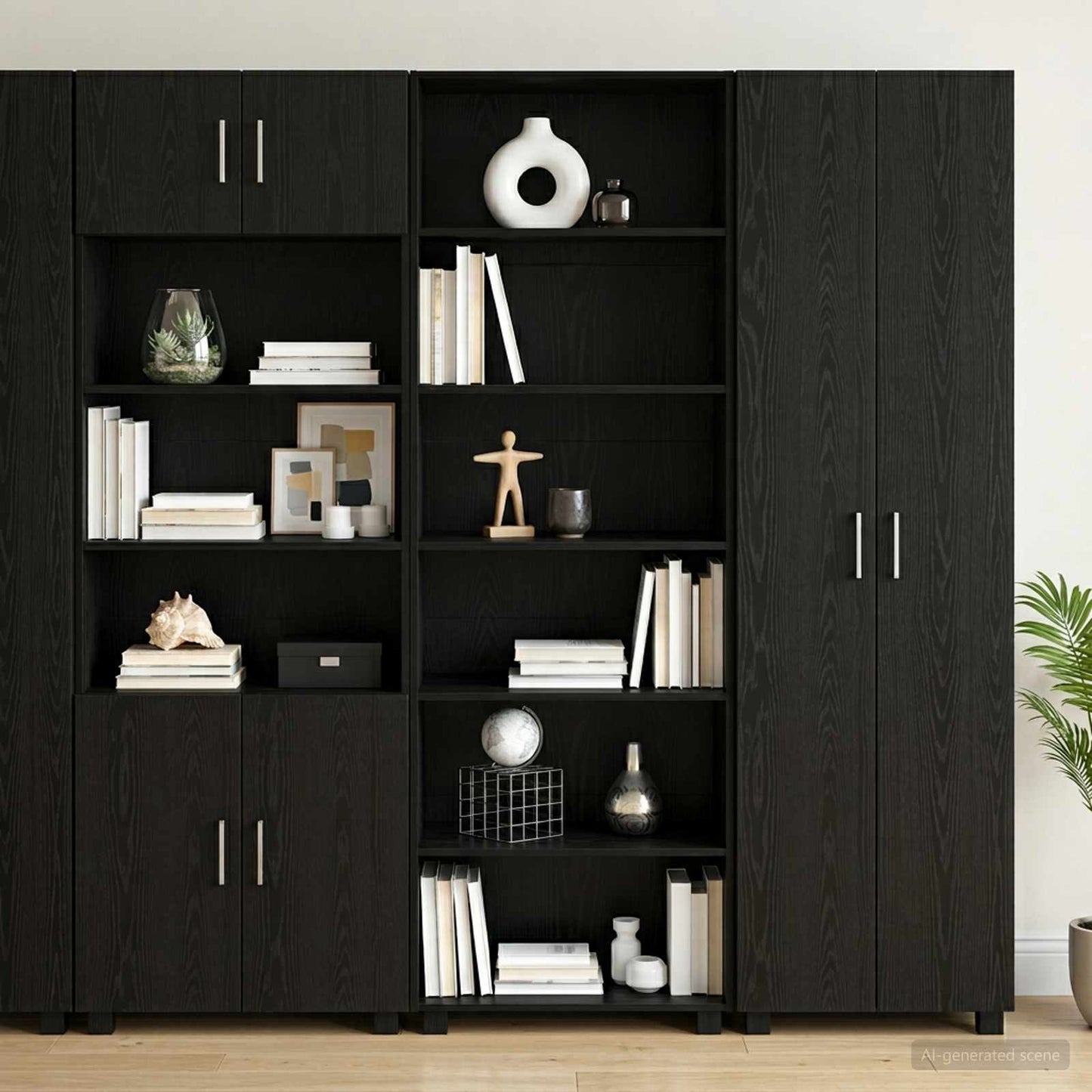Sideboard Black Oak 70 x 41 x 185 cm Engineered Wood