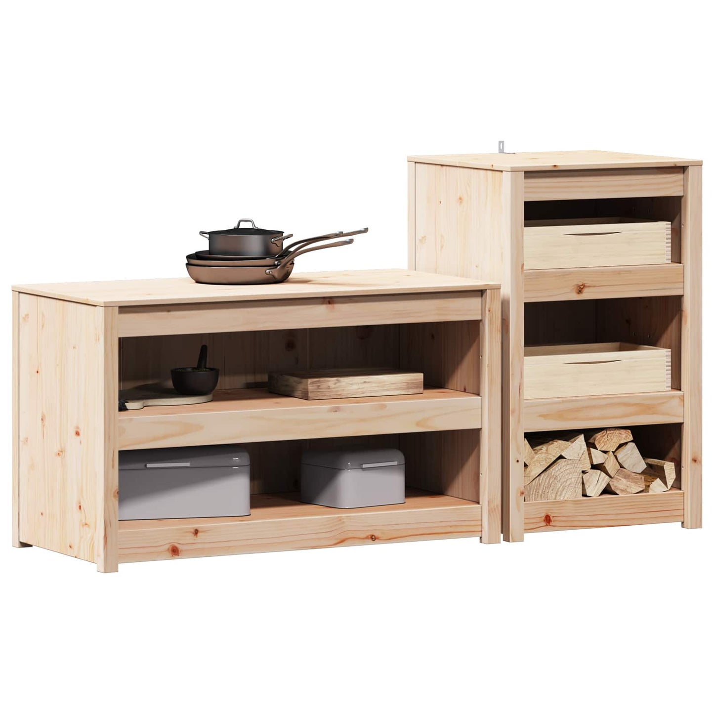 Outdoor Kitchen Cabinet MEPPEL 2 pcs Natural Douglas