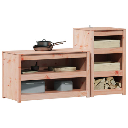 Outdoor Kitchen Cabinet MEPPEL 2 pcs White Solid Pine Wood