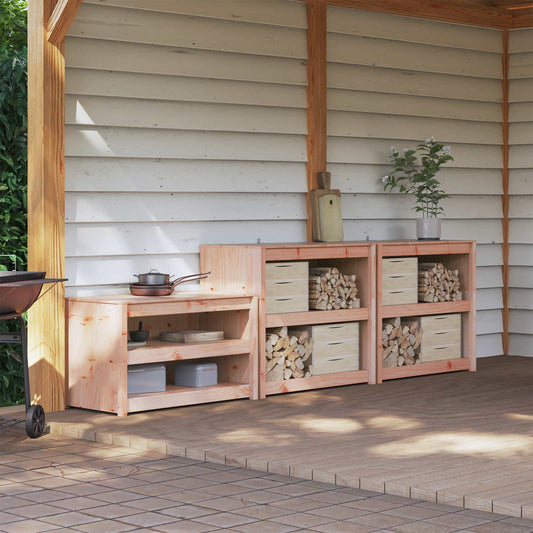 Outdoor Kitchen Cabinet MEPPEL 3 pcs White Solid Pine Wood