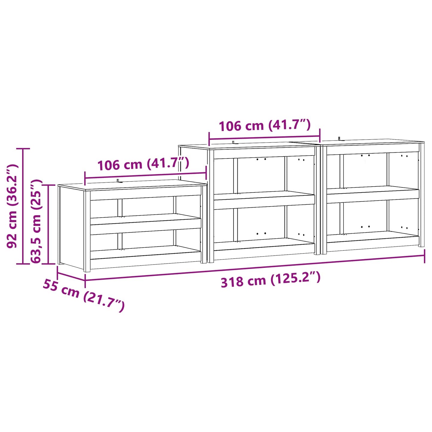 Outdoor Kitchen Cabinet MEPPEL 3 pcs White Solid Pine Wood