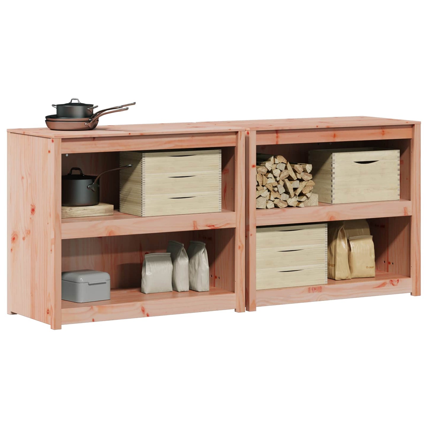 Outdoor Kitchen Cabinet MEPPEL 2 pcs Natural Douglas