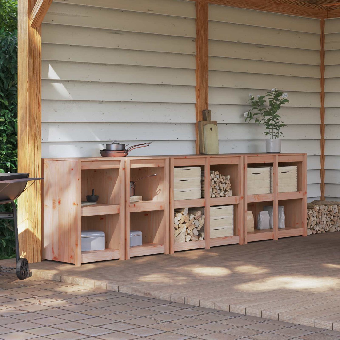 Outdoor Kitchen Cabinet MEPPEL 4 pcs Natural Douglas