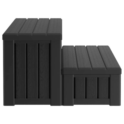 Hot Tub Step with Storage 2-Step Black 93 x 57 x 35 cm PP