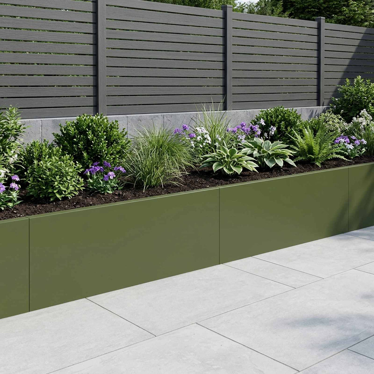 Retaining Wall 2 pcs 100 x 12 x 30 cm Steel Olive Green