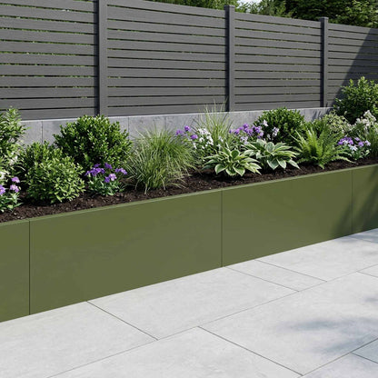 Retaining Wall 2 pcs 100 x 12 x 40 cm Steel Olive Green